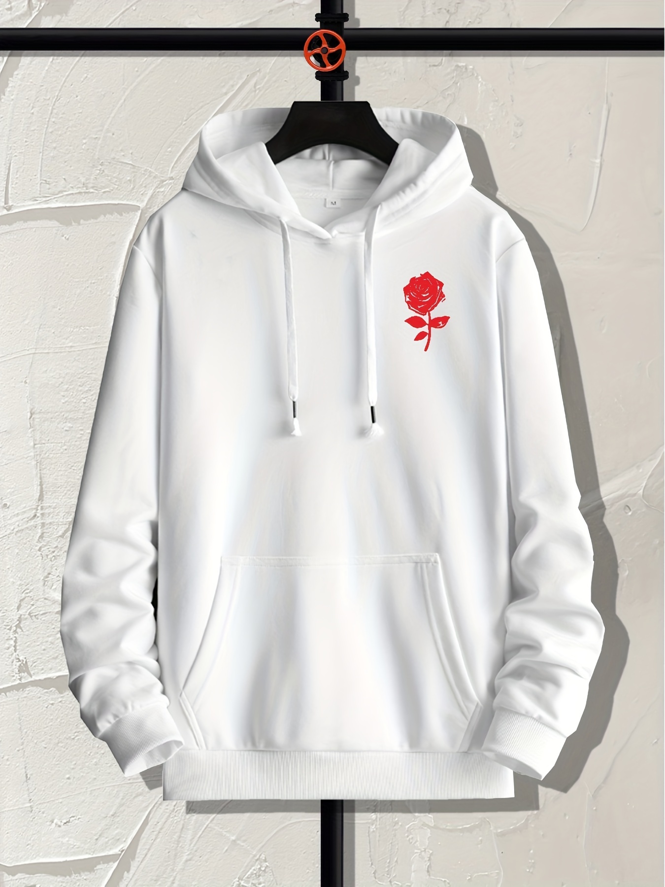 White hoodie with discount roses on sleeves