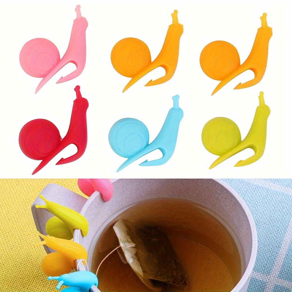 Mug Gift Shape Tea Colors Silicone Snail 10pcs Cup Bag Holder Set