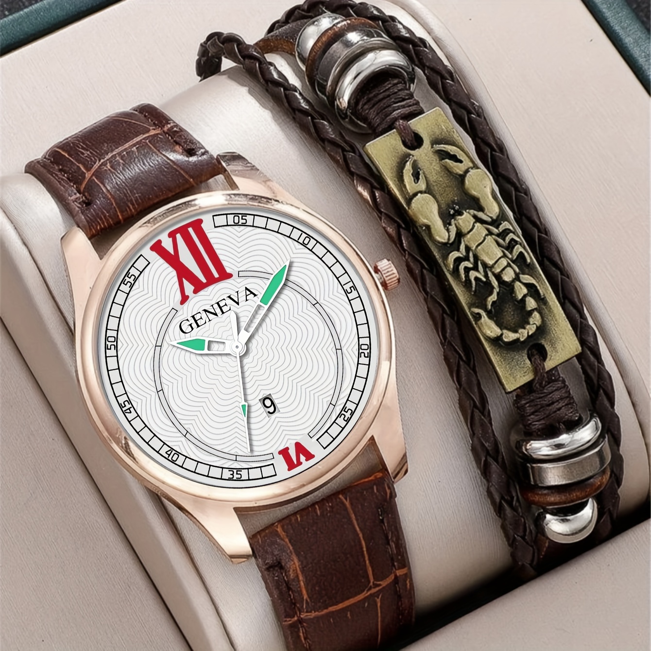 Mens Fashion Business Quartz Watch Fashion Fake Three Eye Six Pin