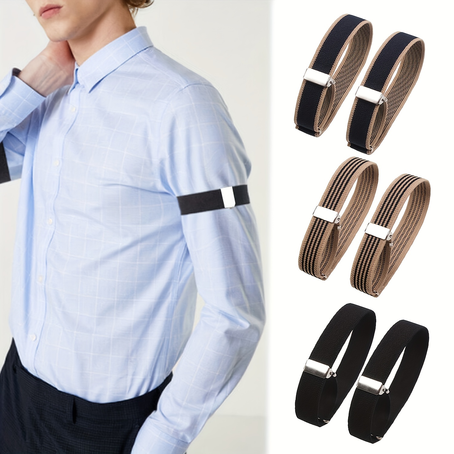 Adjustable Elastic Armband Shirt Sleeve Holder Arm Cuffs - Temu