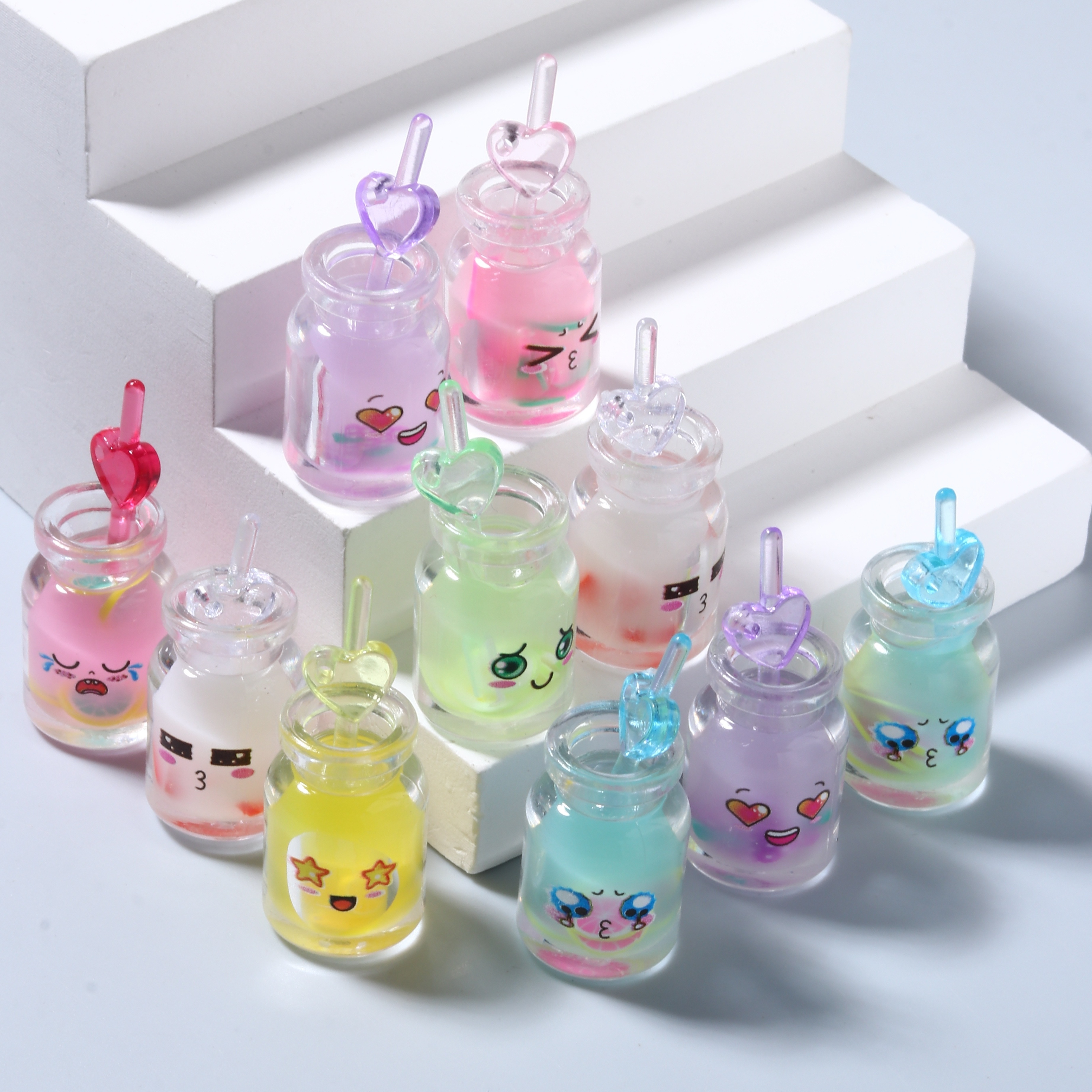 10Pcs Mini Mineral Water Bottle Charms Resin Bottle Pendant DIY