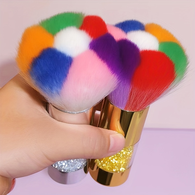 

Colorful Large Powder Mineral Brush With Glitter Handle Flower Design Powder Brush And Blush Brush For Daily Makeup