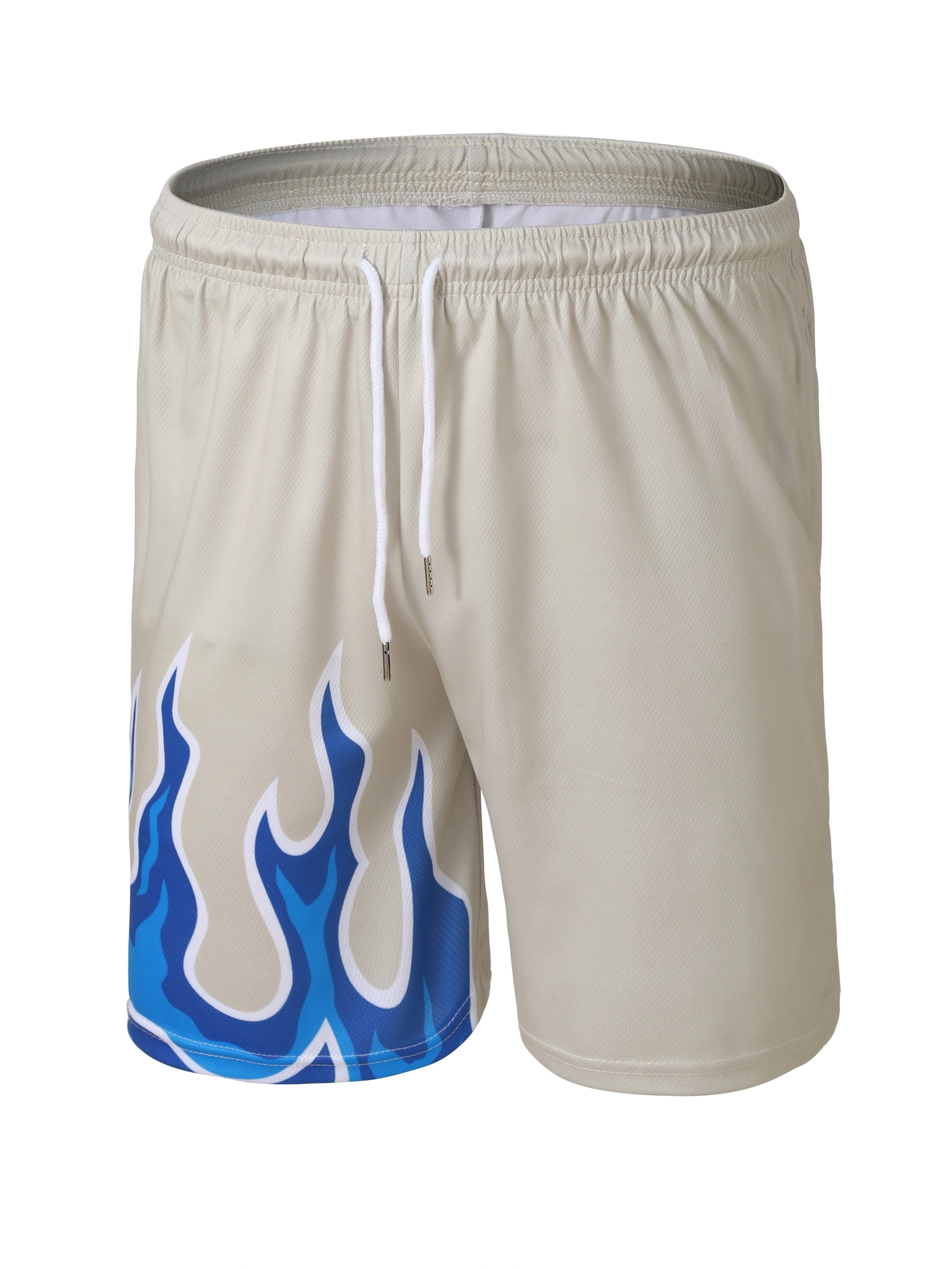 Men's Trendy Flame Pattern Shorts Active Slightly Stretch - Temu