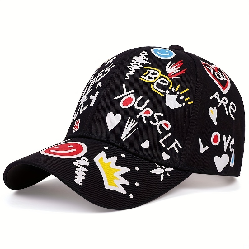 

Graffiti Print Hip Hop Baseball Cap Simple Trend Sun Hat Casual Unisex Sunscreen Sports Dad Hats For Women Men