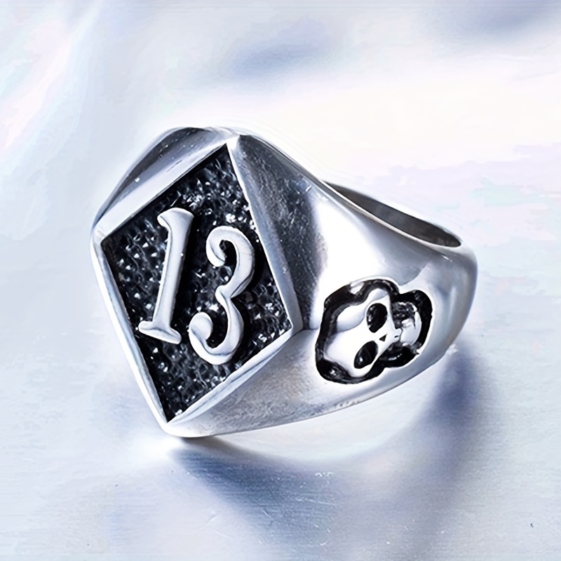 Punk Number Skull Pattern Ring Men's Funky Ring