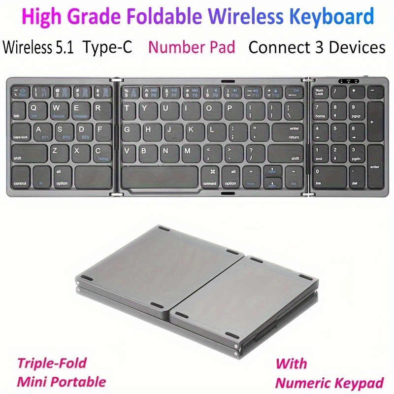 Mini teclado inalámbrico para computadora pequeña, teclado externo compacto  delgado para computadora portátil, tableta, Windows, PC, computadora