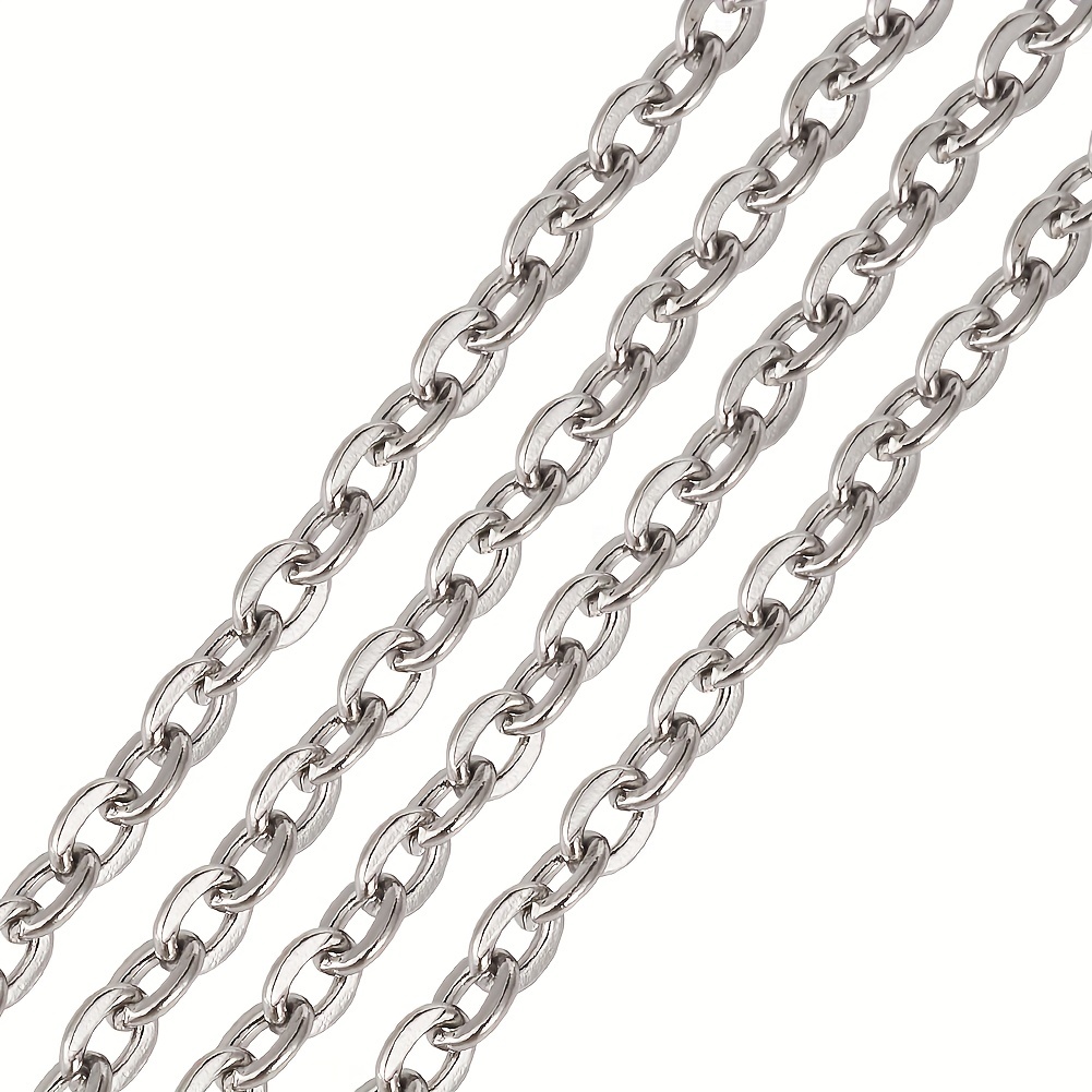 Flat Link Cable Chain For Jewelry Making 3mm Flat Cable Chain
