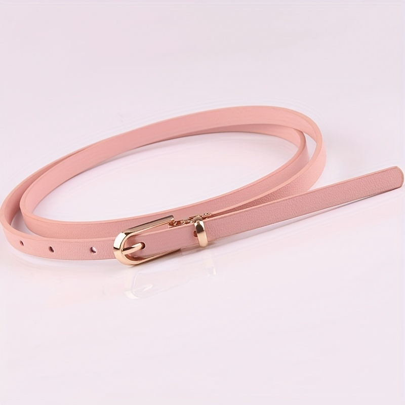 Thin Belt Oval Buckle PU Leather Jeans Pants Sweater Dress Girdle