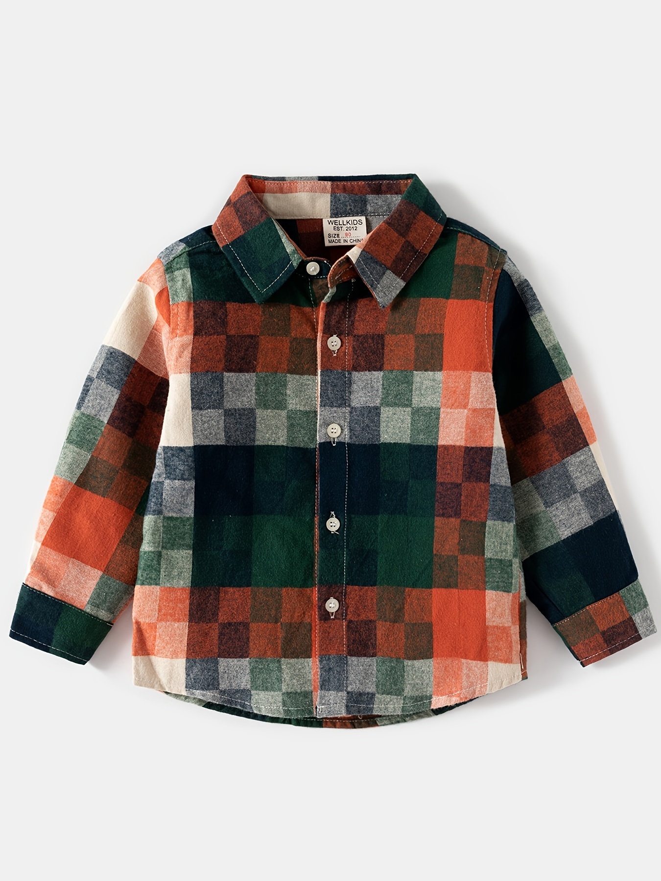 Cotton Flannel Shirt - Green/checked - Kids