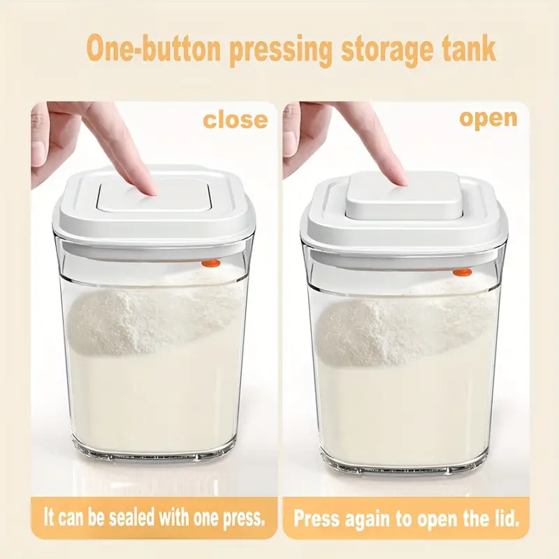 Kitchen Food Storage Box With Press Button, Leak-proof Food