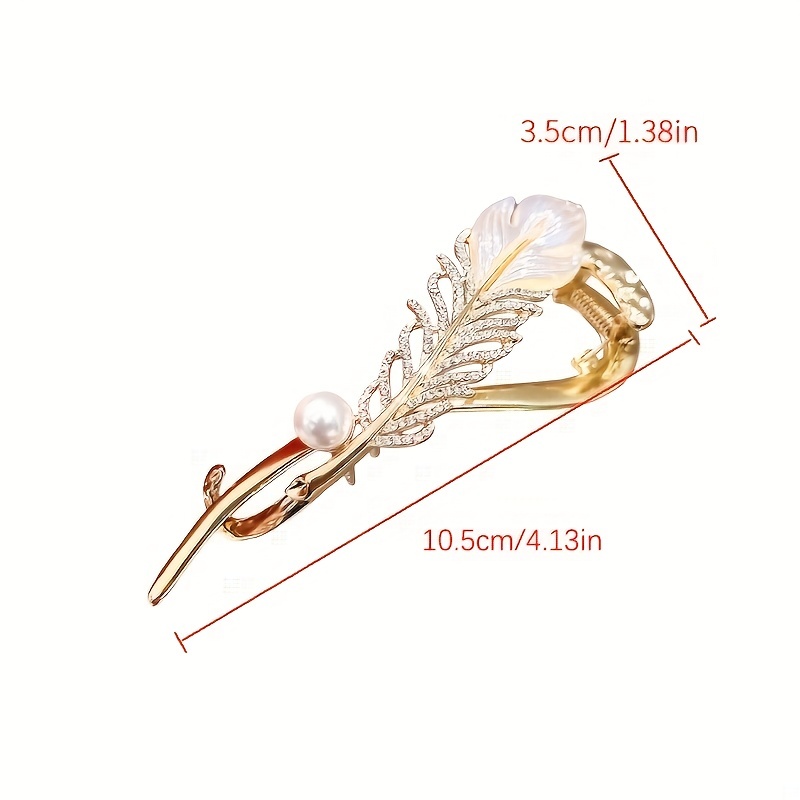 4PCS Hair Clip Pearl Decor Banana Clip French Style Twist Hair