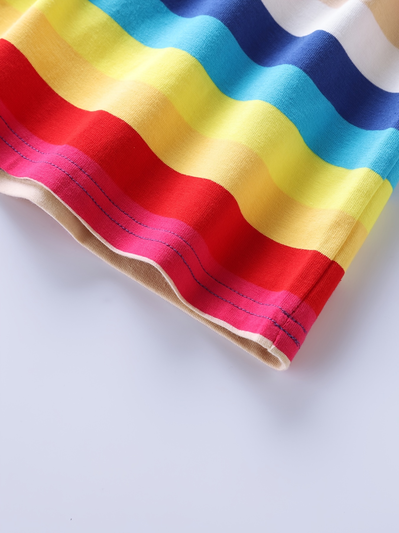 Novelty Cotton Fabric Rainbow Stripe