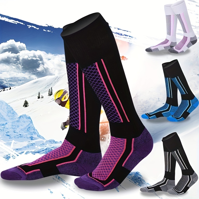 Chaussettes De Ski Femme,Unisex Chaussettes de Ski,Chaussettes de Ski Homme  Femme,Longues Thermique Chaussettes Hautes,Ski Longues Chaussettes Femme  pour Ski,Randonnée,Cyclisme,Sport D'Hiver,1 Paire : : Mode