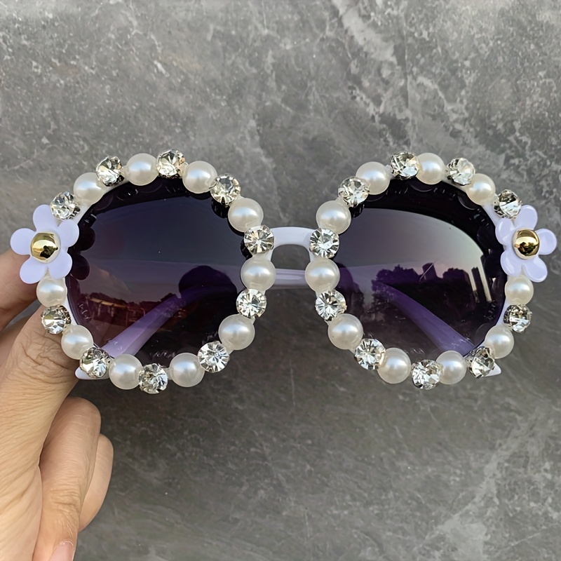 Flower Sunglasses Rhinestone Gradient Glasses UV400