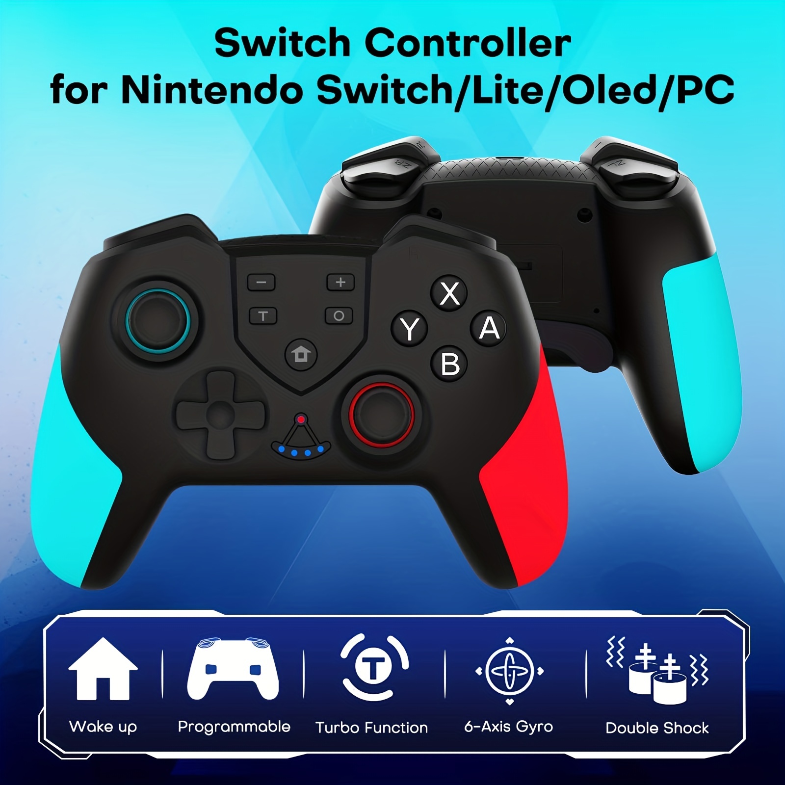 Insten Wireless Controller For Nintendo Switch, Oled Model, Lite, With  Programmable Buttons, Gyro Axis, Vibration, Turbo, Blue : Target