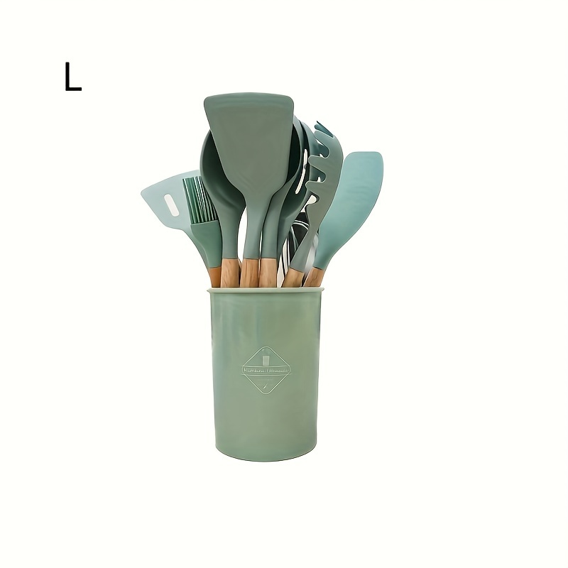 Silicone Cooking Utensils Kitchen Utensil Set, Wooden Handle, Spatula  Turner Soup Ladle Spoon Frying Shovel Colander Cooking Non-stick Cookware Kitchen  Accessories - Temu