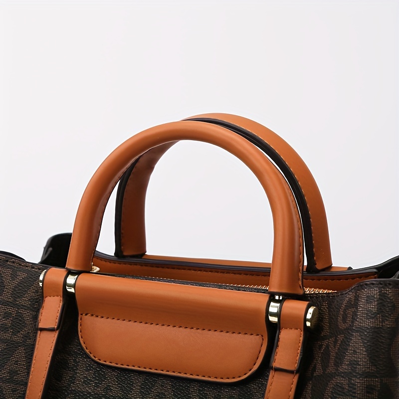 Luxury Letter Pattern Handbag, Top Handle Satchel Faux Leather Shoulder  Messenger Bag Purse - Temu Germany