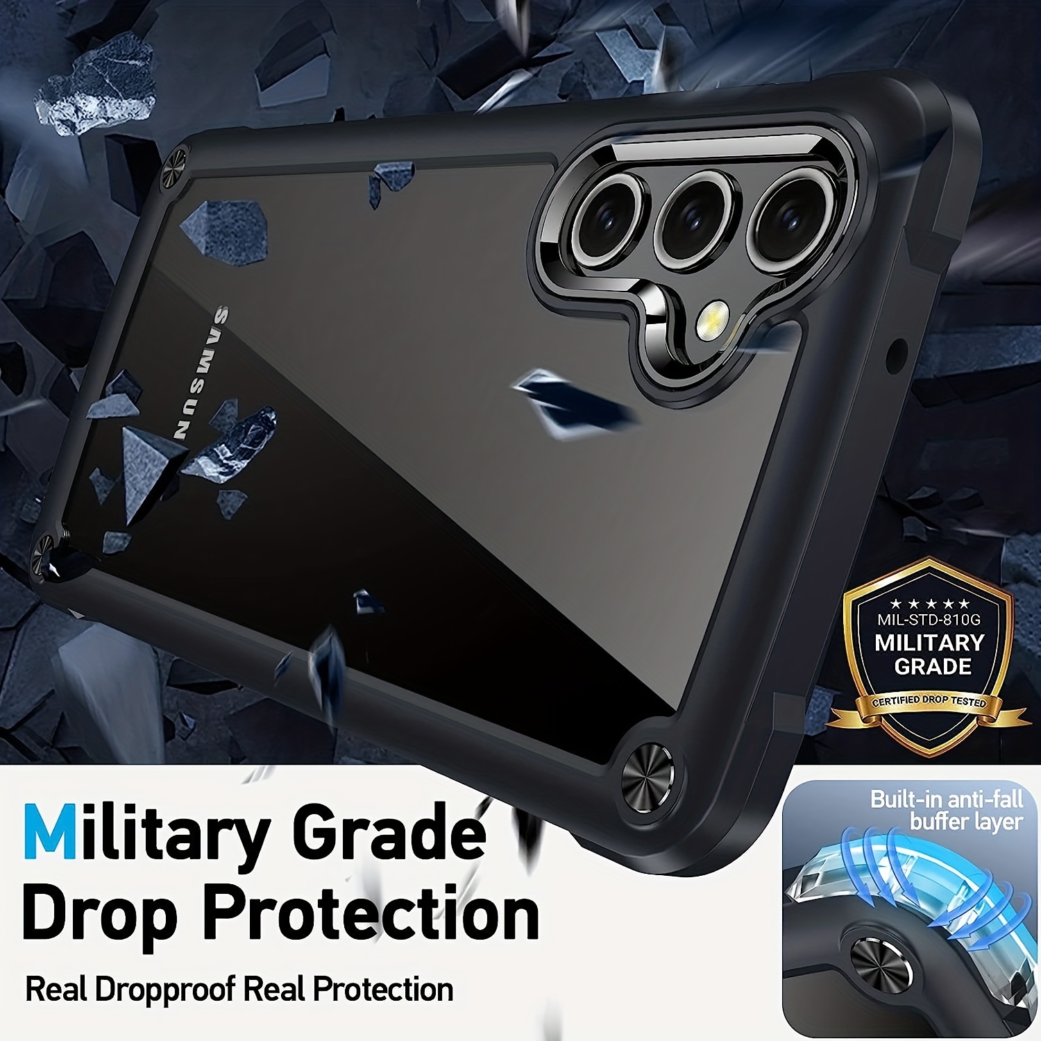 1] For Galaxy A54 Case, Galaxy A54 Case With [ Tempered Glass Screen  Protectors] & [ Hd Lens Protector], Military Shockproof Rugged A54 Phone  Case - Temu