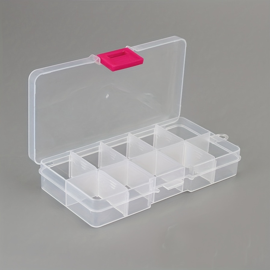 Buy Small Clear Plastic 10 Adjustable Compartment Storage Box With