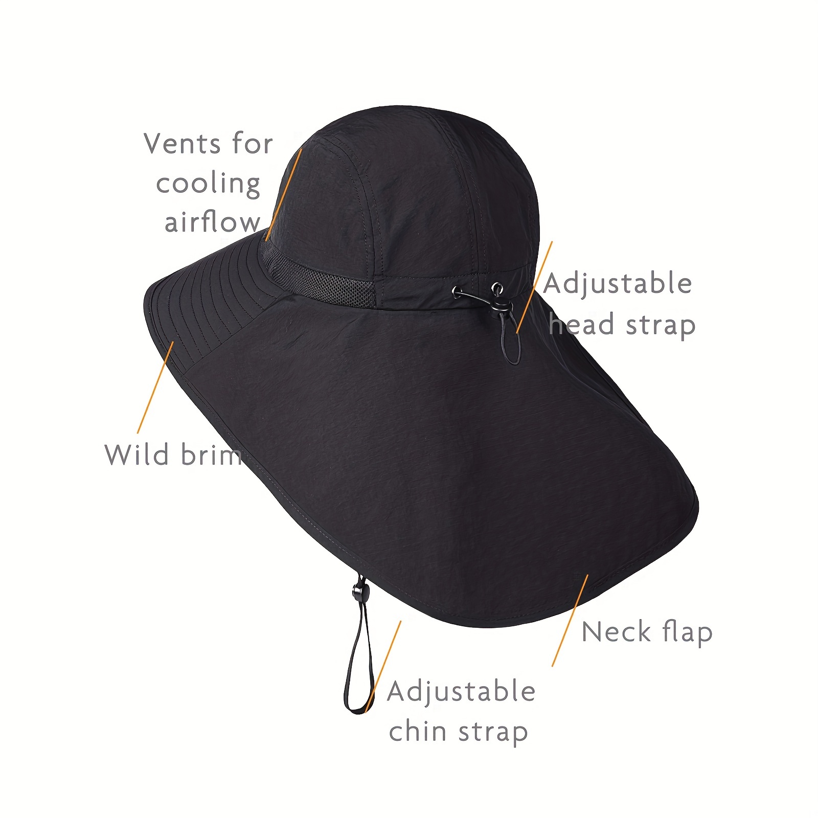 CAMOLAND Womens Wide Brim Packable Bucket Hat With Neck Flap UV