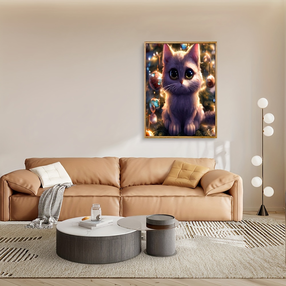 Work Little Cat Cute Winter Animal Diamond Painting - Temu