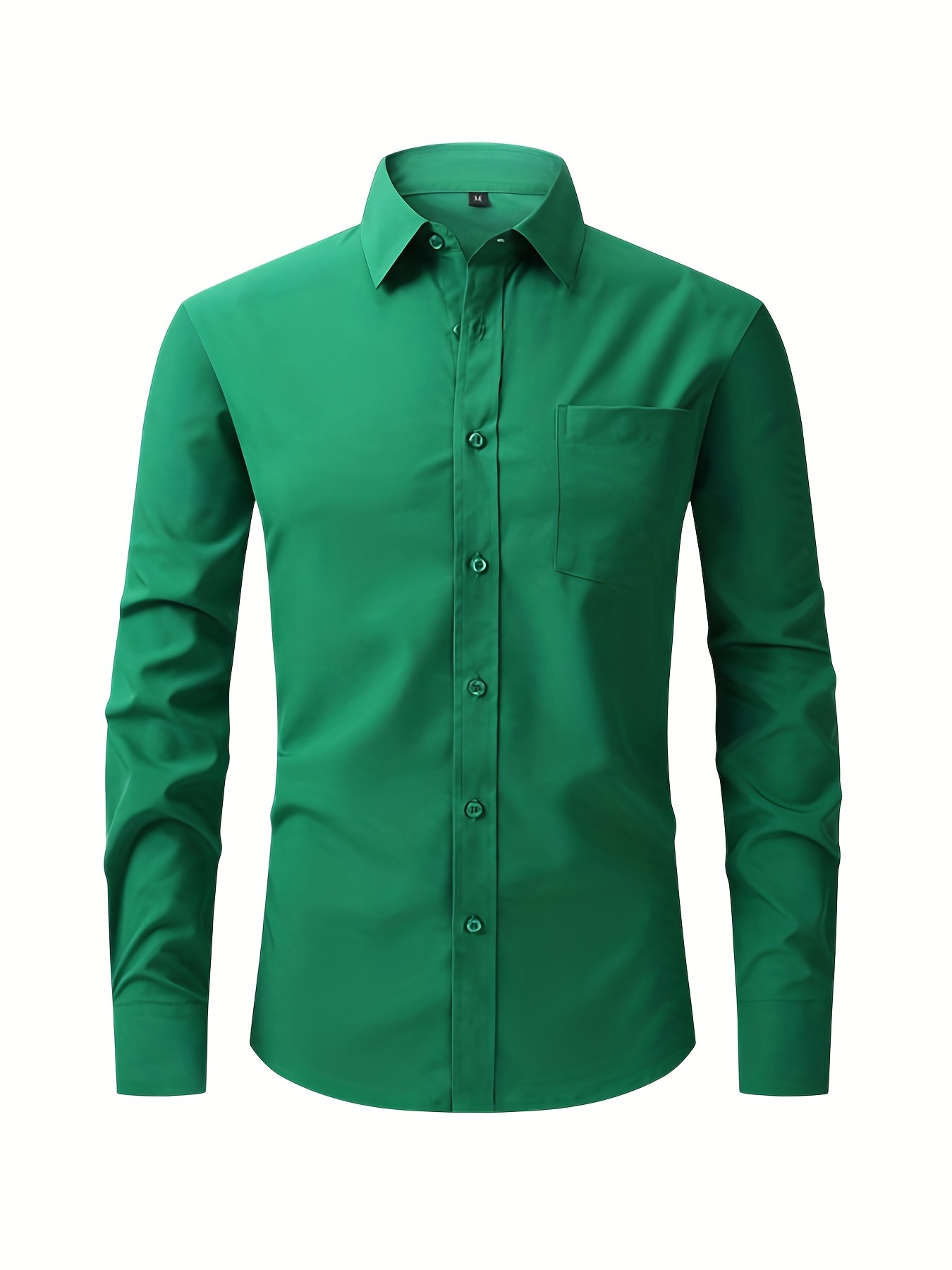 mens elegant turndown collar shirt male clothes with chest pocket for spring and summer business and formal occasions