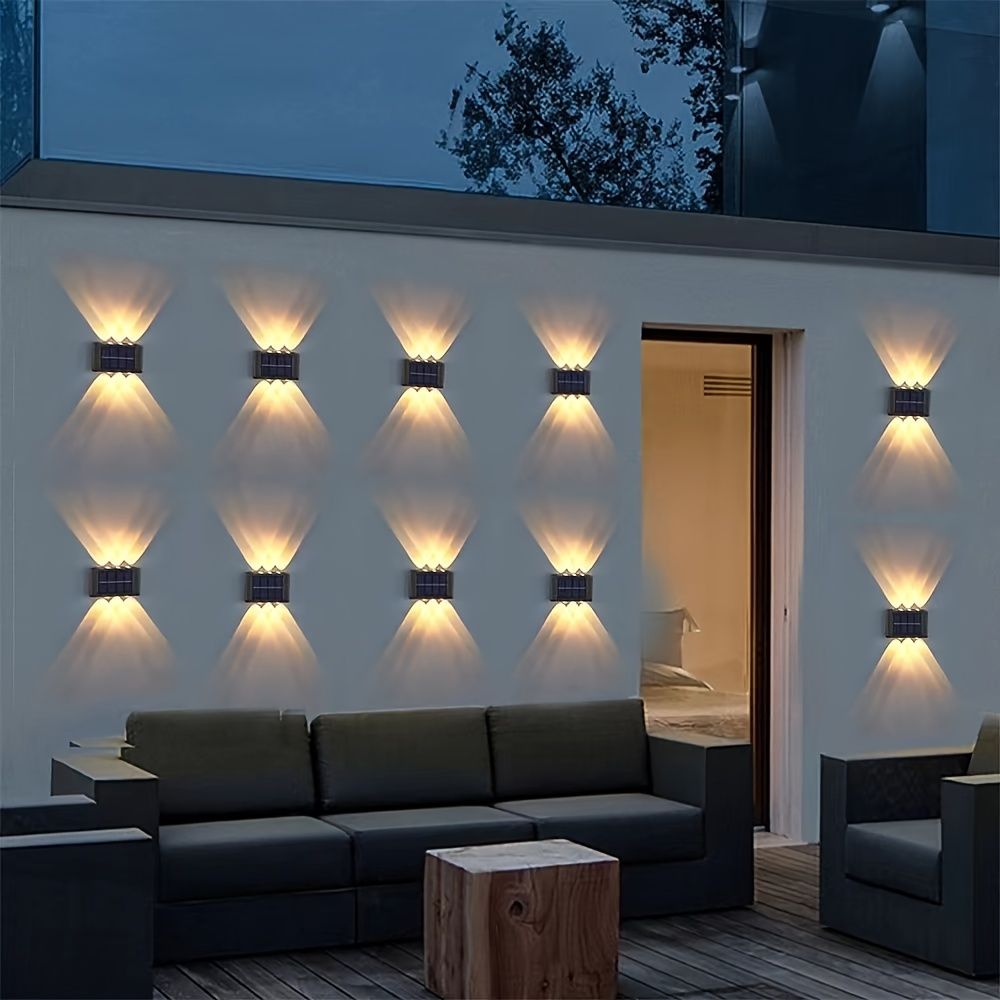 1pc Solar Waterproof Wall Light For Outdoor Decoration 6 LED Lights Wall Light For Courtyard Street Landscape Garden