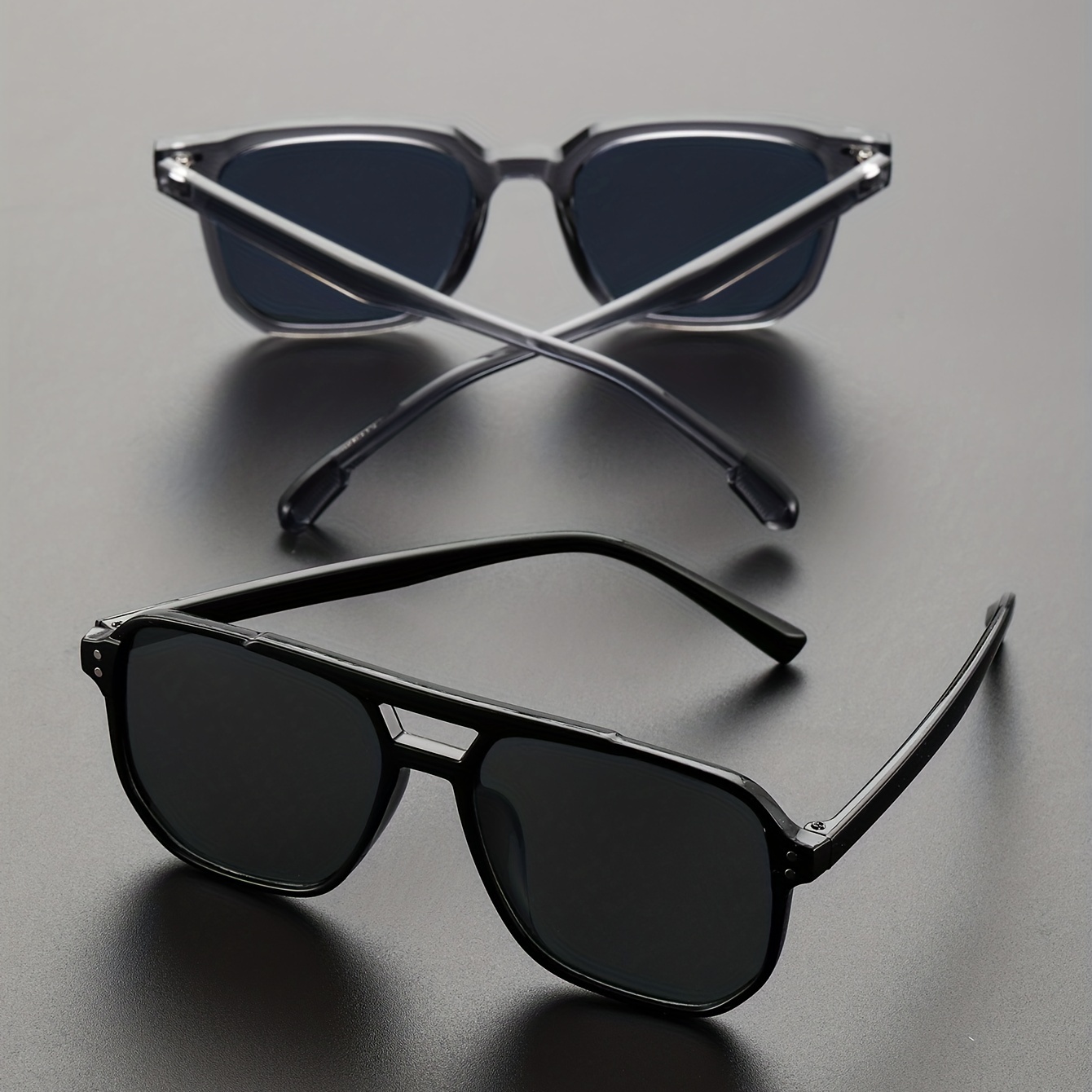 2 Pairs Mens Black Versatile Classic Sunglasses Casual Pc Square