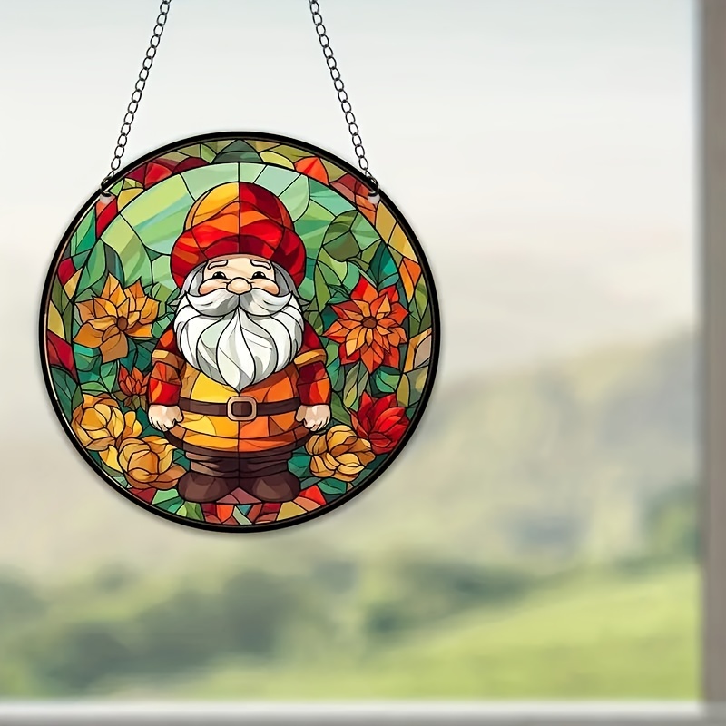 Gnome Stained Window Hangings, Gnomes Christmas Elf Fall Home Decor,  Suncatcher For Window Ornaments Wreath Sign, Room Decoration, Aesthetic  Room Decor, Bedroom Decor, Home Decoration, House Decor, Cute Aesthetic  Stuff, Cool Gadgets 