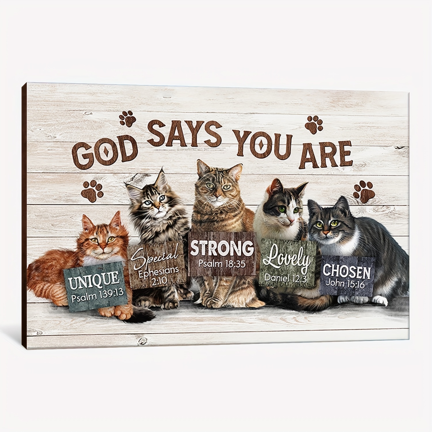 1pc Wall Decor Cat God Says You Are Canvas Wall Art Bible Verse Canvas No Frame