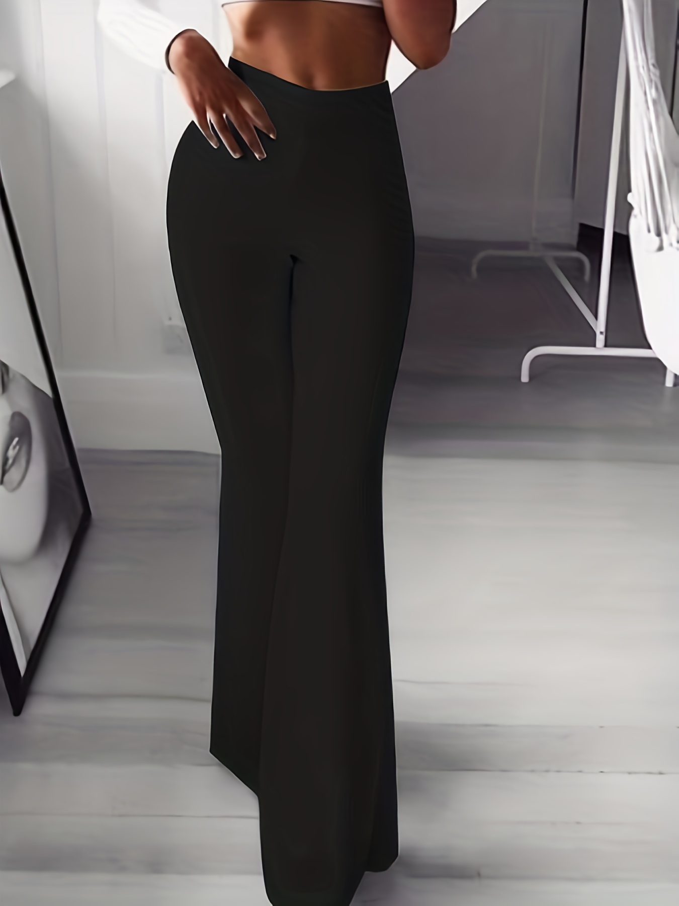 Plus Size Flare Pants With Wide Leg And High Waist Casual Elastic