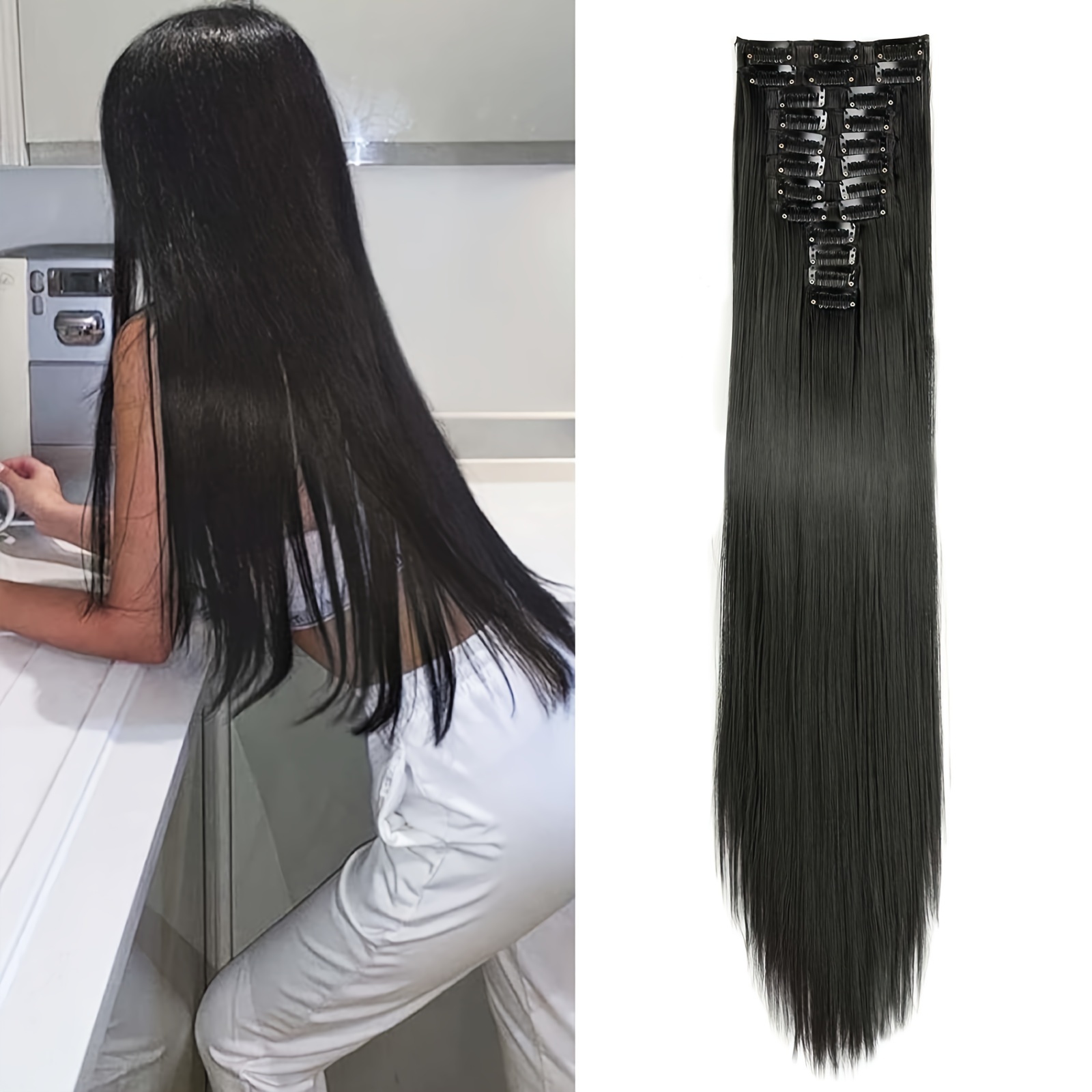 Clip In Hair Extensions Thick Synthetic Hairpieces Long Temu Ireland