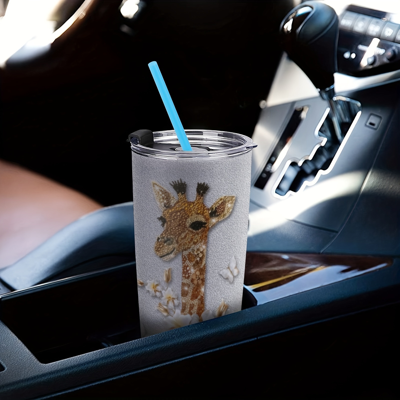 Giraffe Tumbler with Lid and Straw - Unique Giraffe Gifts for