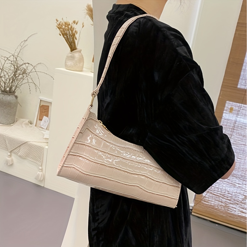 Crocodile Embossed Baguette Bag  Shoulder bag women, Stylish shoulder bag,  Bags