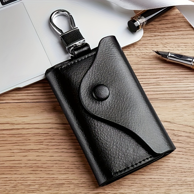 Genuine Leather Men Women Key Holder House Keychain Bag Organizer Car Key  Case Pouch Multifunctional Small Wallet Mini Purse