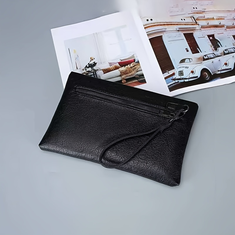 Men's Canvas Clutch Bag With Wristlet Zipper Pouch Handbag Envelope Bag  Large Capacity Handbag Fashion PU Clutch Bag Clutch Money Bag Card Holder
