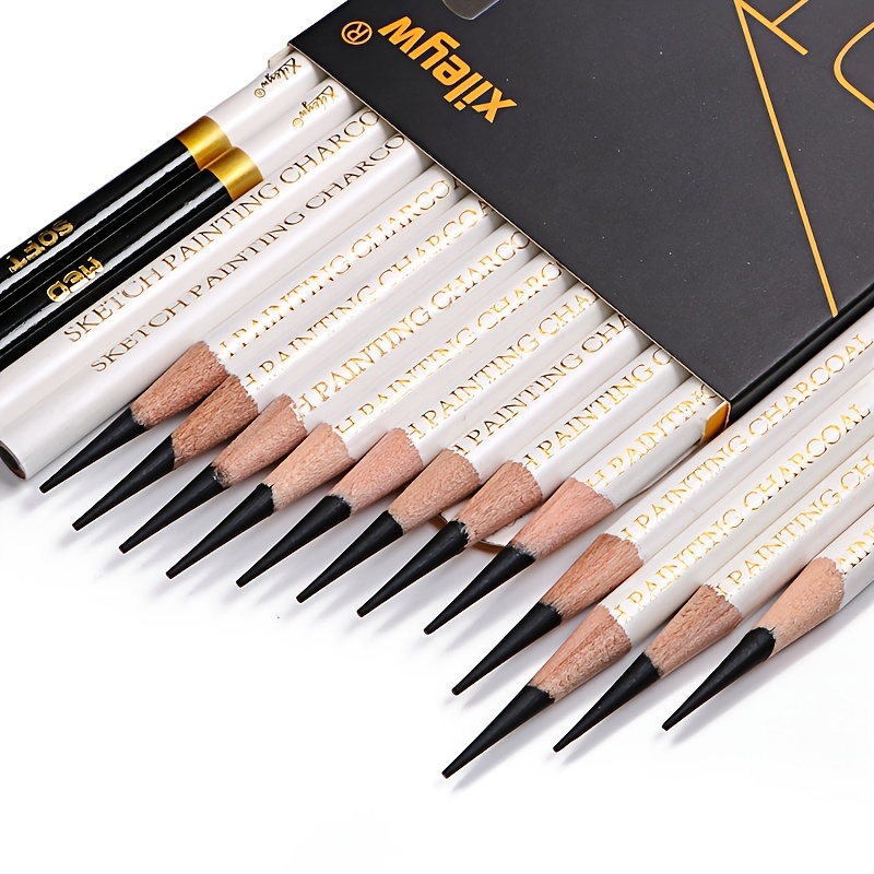 12 Pcs Premium Pencils Set Hard Medium Soft Sketch Charcoal