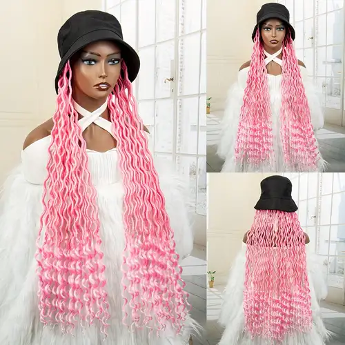 Round Face Corn Hot Wool Roll Hat Wig Integrated Wig Cover - Temu