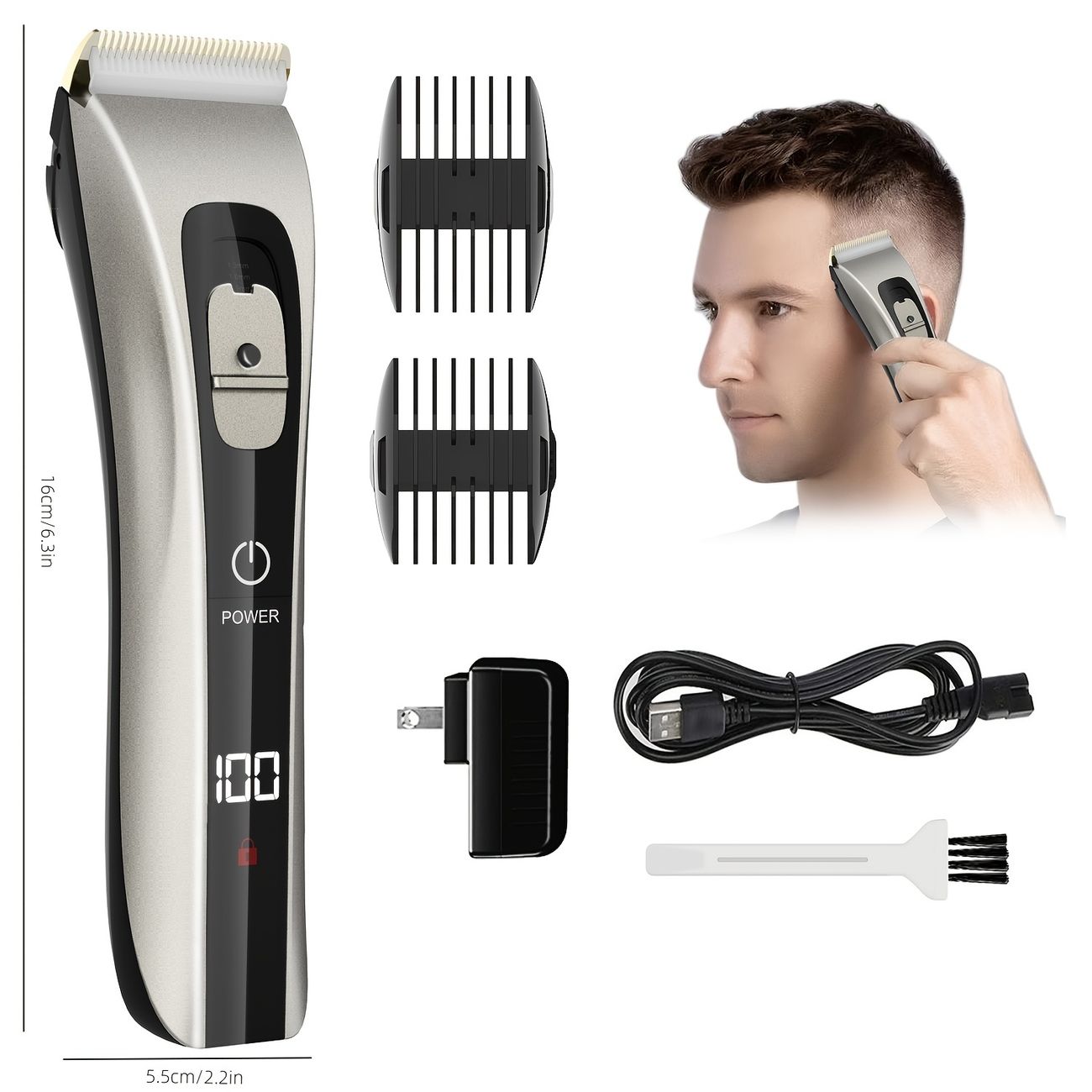 Mens Hair Clippers Beard Trimmer Cordless Hair Cutting Kit Touch Control  Led Display Mustache Body Grooming Kit Usb Rechargeable Waterproof For Hair  Cutting - Appliances - Temu