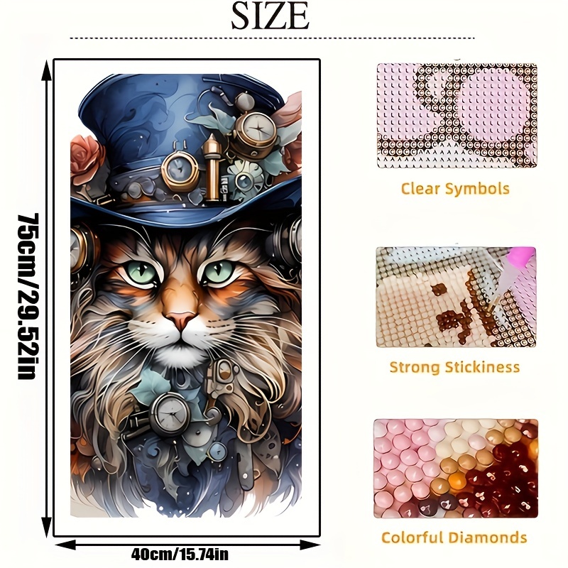1 Pieza Kit Pintura Diamantes Fantasía Diseño Gato Colorido - Temu