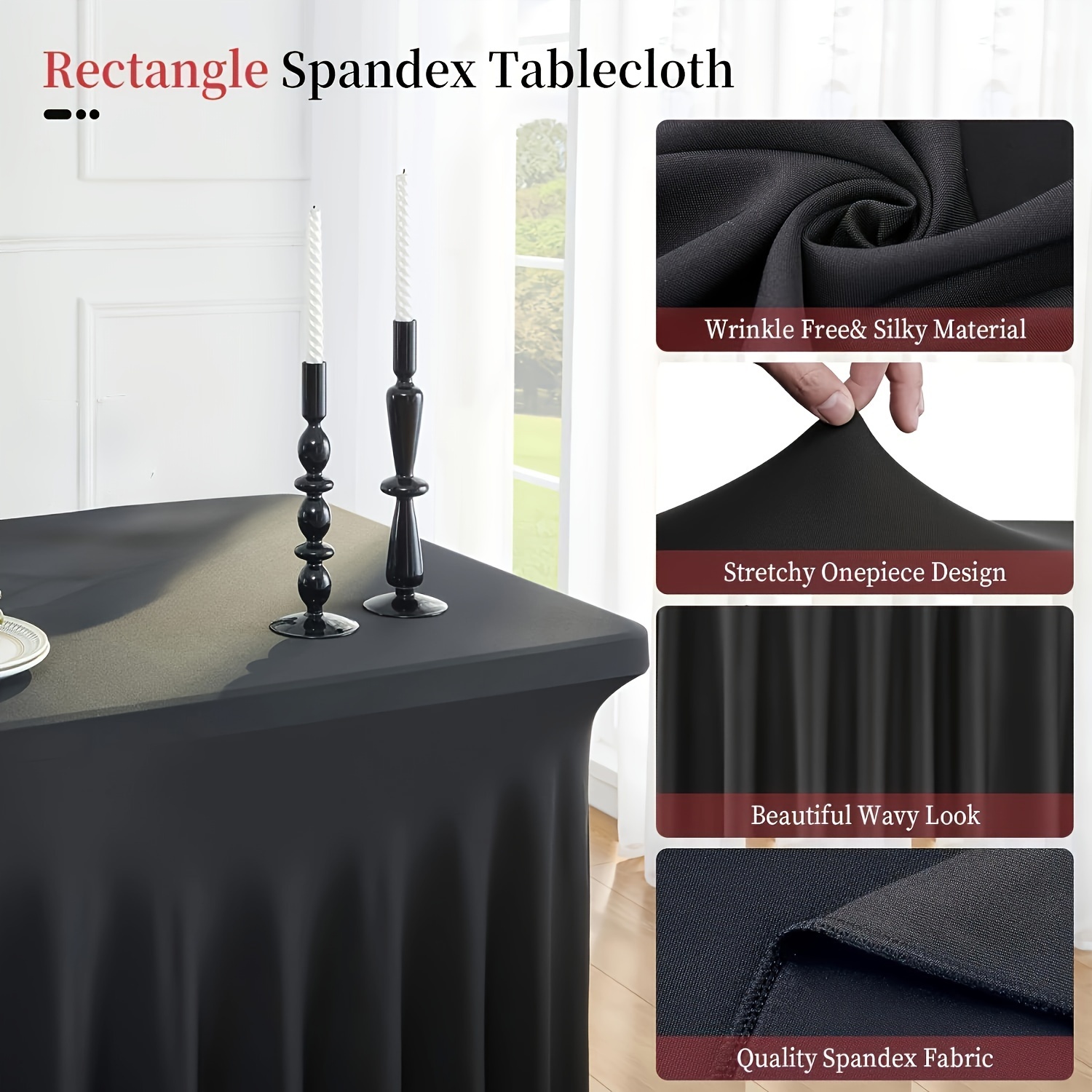 Mantel de licra para mesas de 4, 6 y 8 pies, mantel rectangular elástico  para mesa plegable