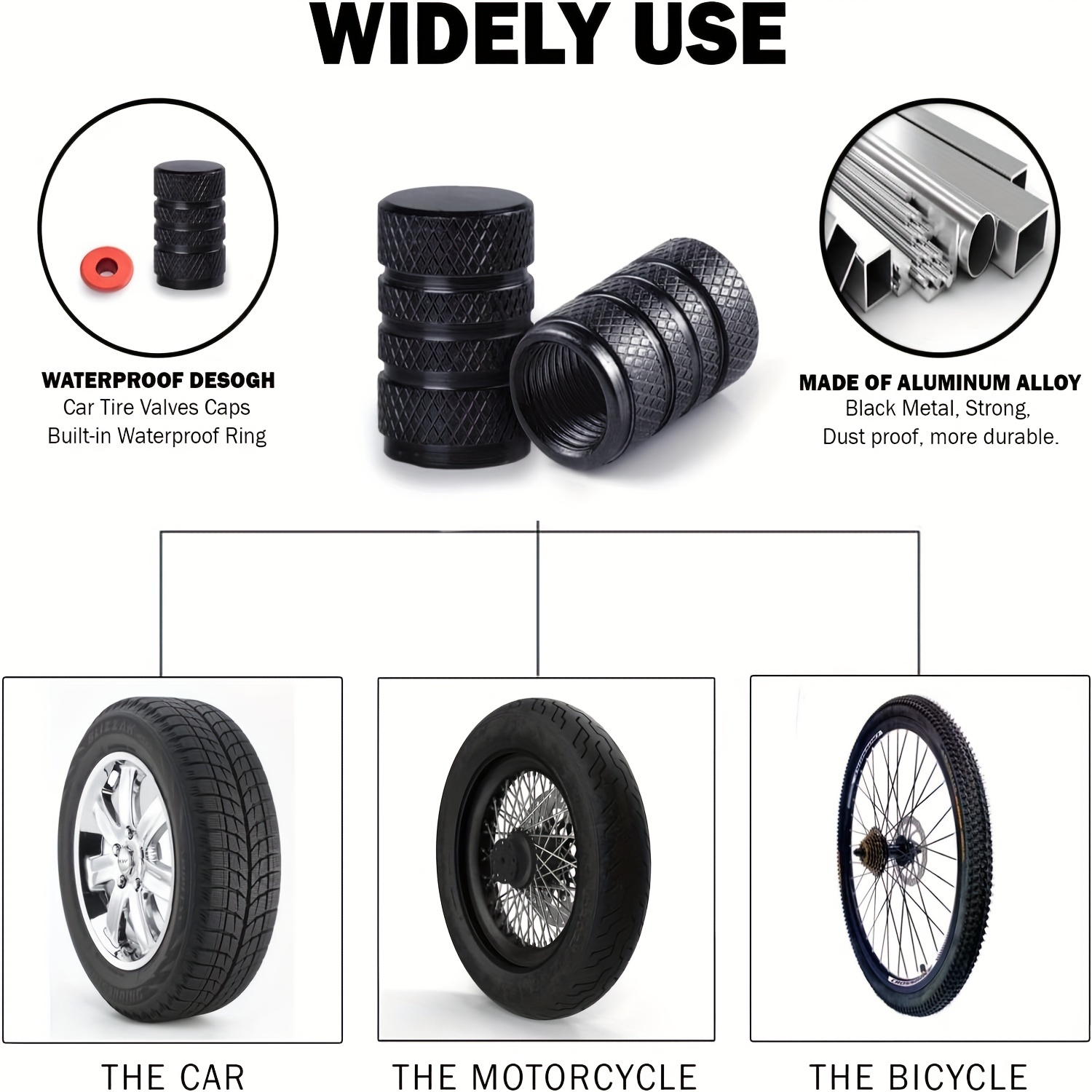 Tire Valve Stem With Dustproof And Airtight Seal O-ring, Universal Tire  Valve Temu