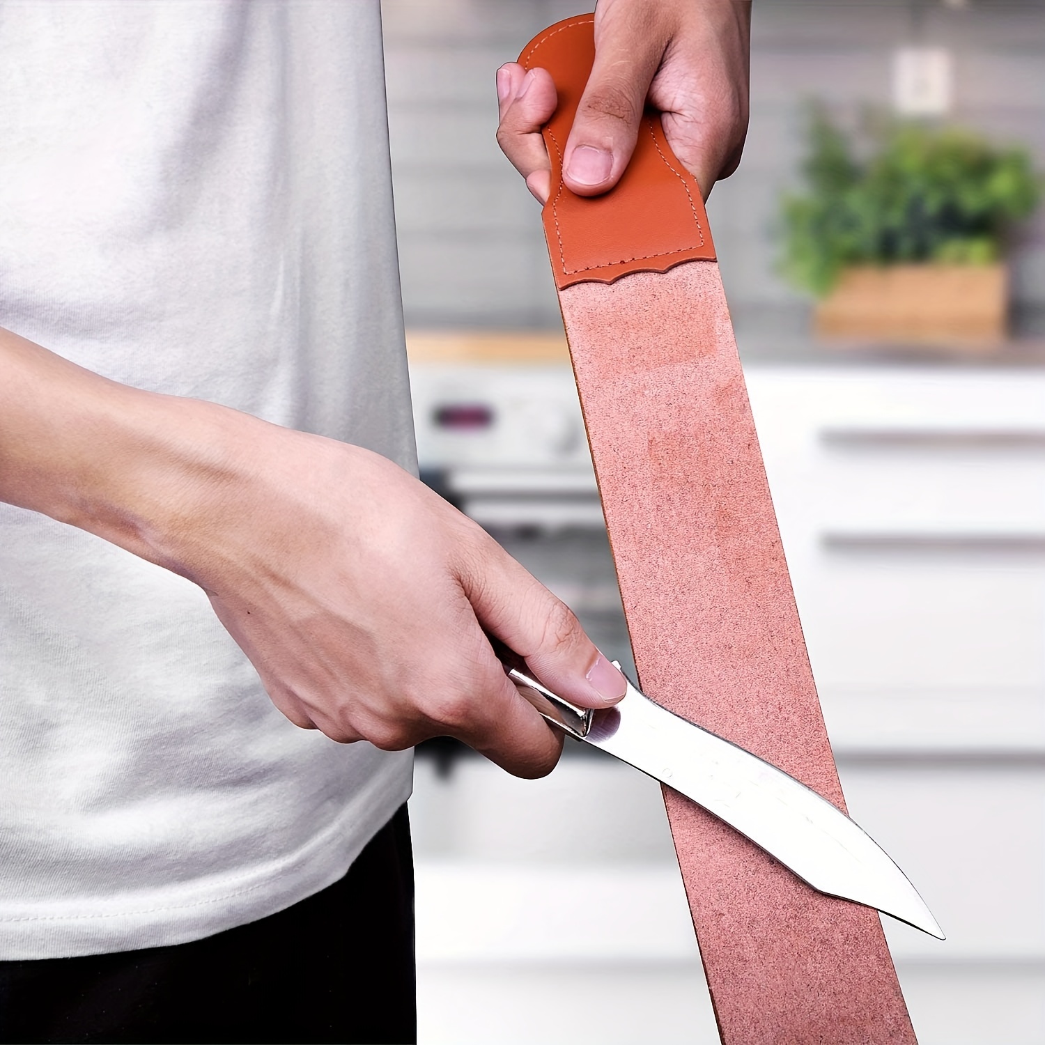 Knives Sharpening Belt Genuine Leather Strop Strap Barber Straight