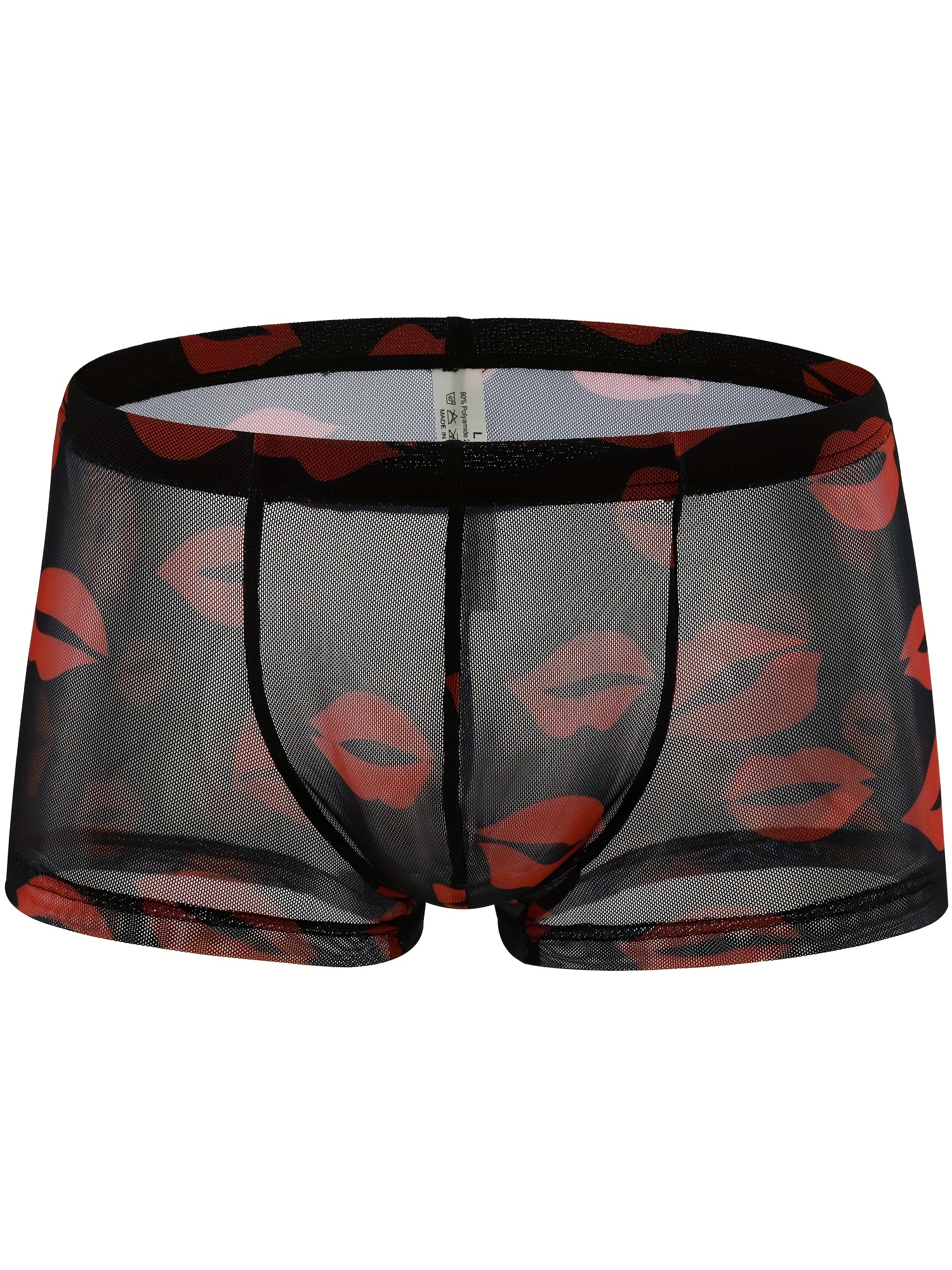 Men Boxer, Sexy Red Lips Pattern Valentine Swimming Briefs, Design