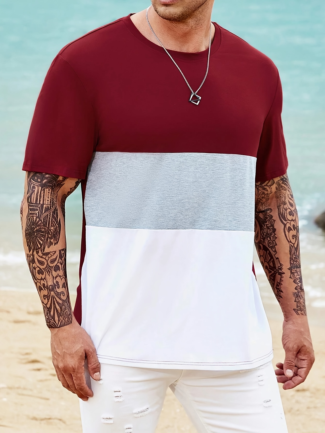 mens wide striped t shirt
