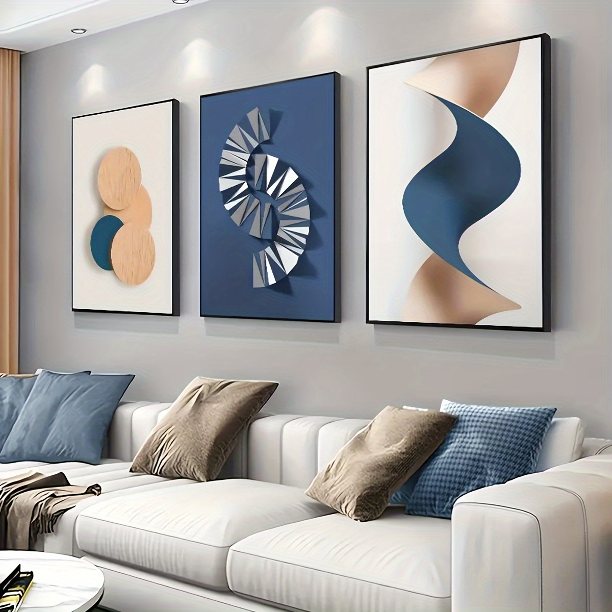 Unframed Canvas Poster Modern Art Blue Abstract Art Painting - Temu Canada