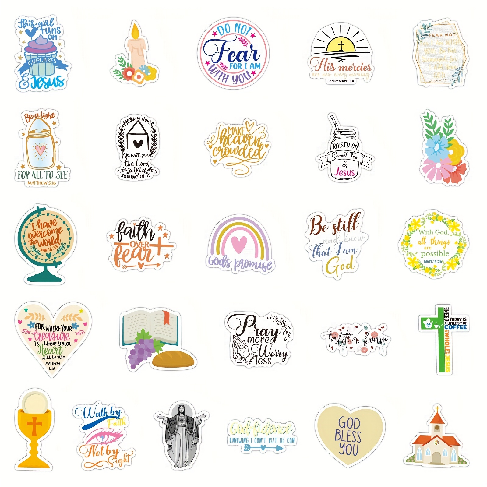 50Pcs Inspirational Christian Stickers, Bible Verse Faith Stickers,  Religious Jesus Motivational Stickers For Water Bottles, Christian Easter  Hallowee