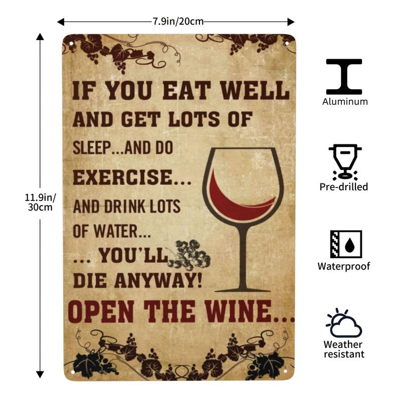 1pc super durable you ll die anyway open the wine aluminum metal sign decor wall decoration cave bar kitchen home funny decoration 11 9inch 7 9inch 0