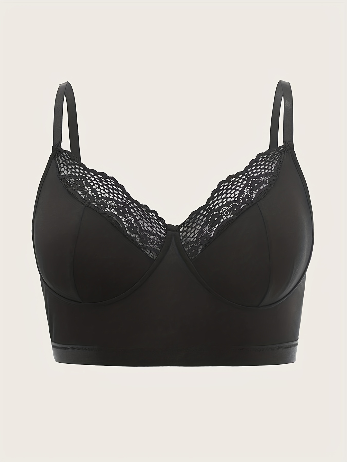 Plus Size Sexy Bra Women's Plus Solid Contrast Lace Molded - Temu