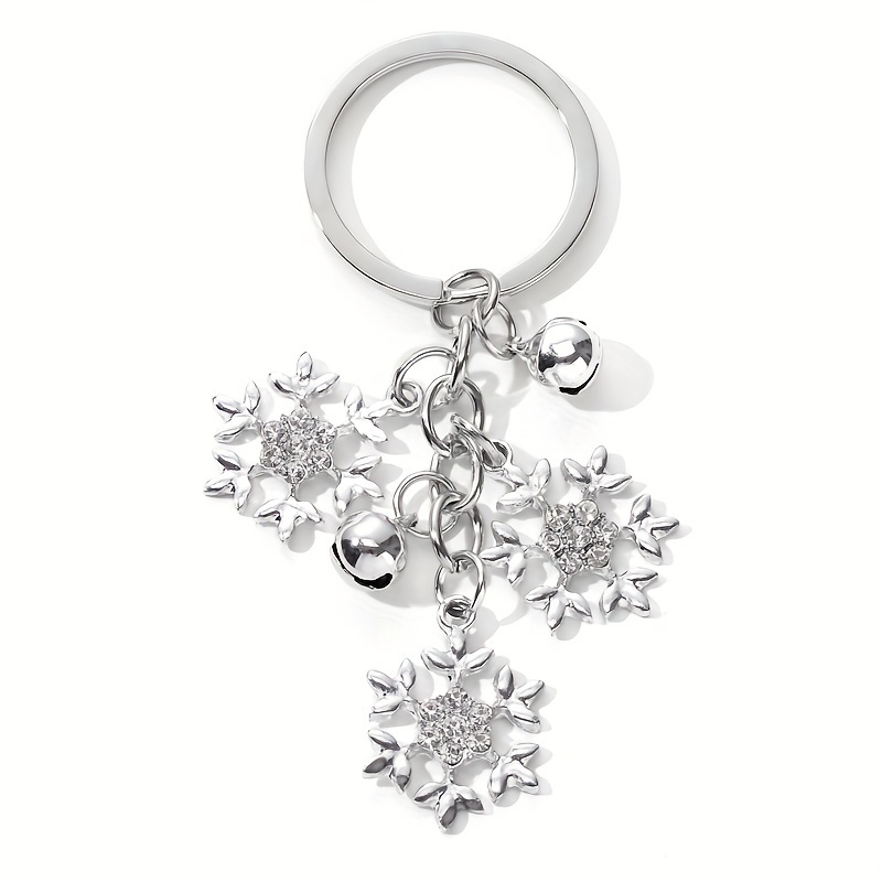 1pc Christmas Snowflake Bell Drip Oil Keychain